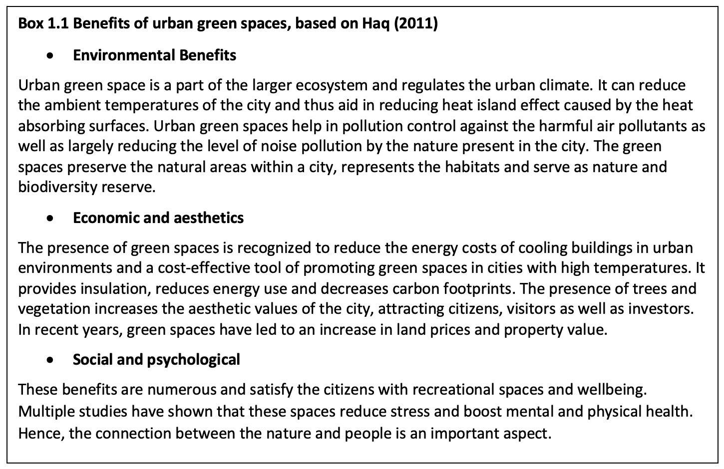 essay about green spaces